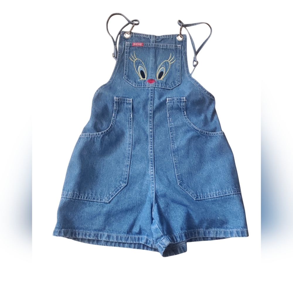 Encore Vintage jeans short Overalls Tweete bird size Medium